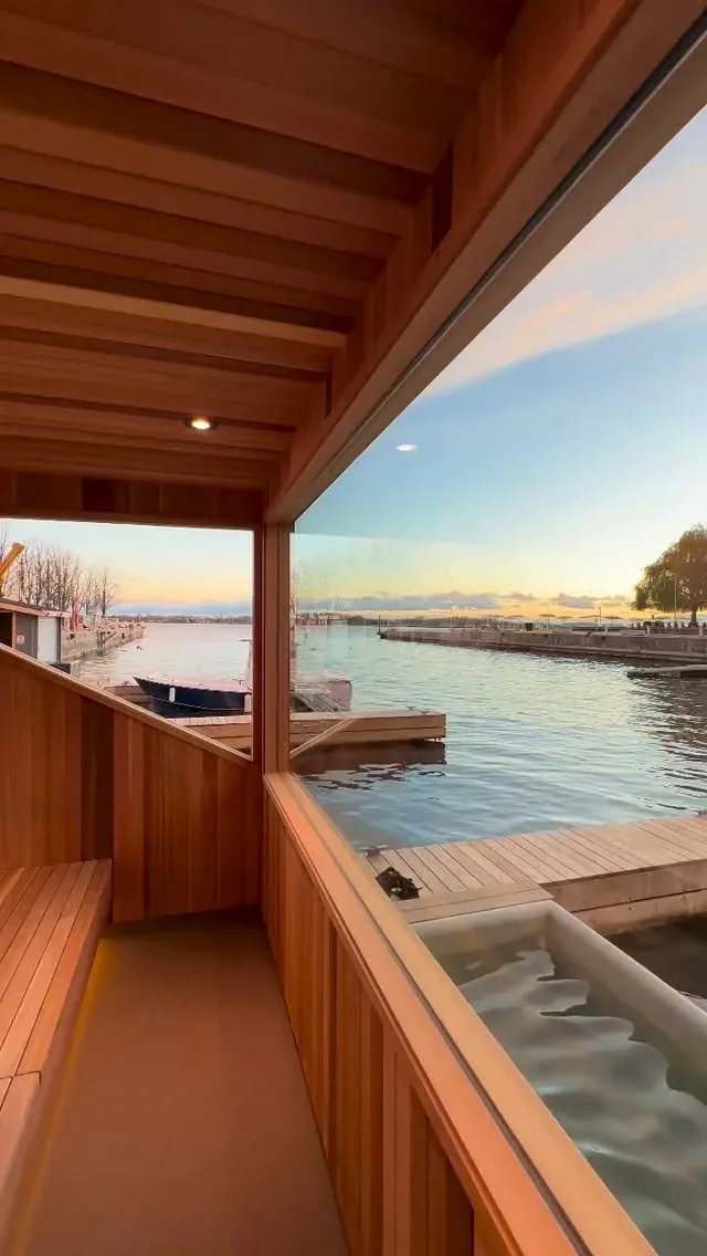 Low sun through the sauna window at the end of the day